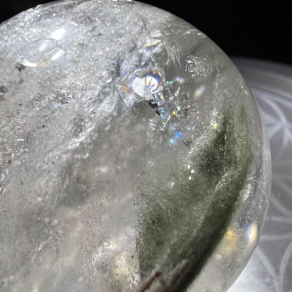 Garden Quartz Sphere with Rainbow Flash - Picture 5 of 14